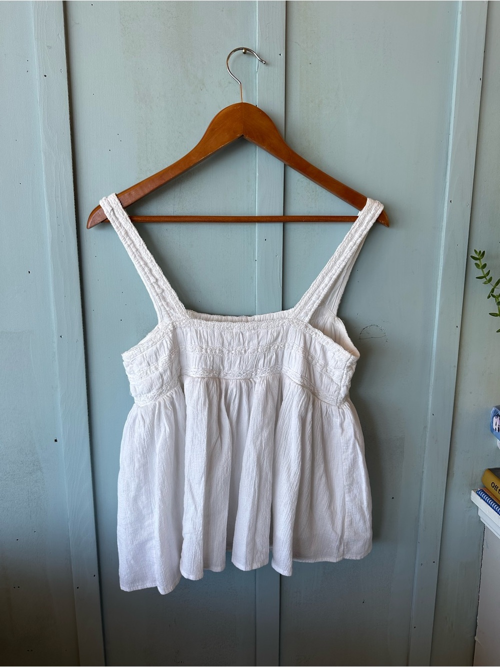 Neuflora Double Lined Smocked Square-Neck White Camisole Top Whimsy Cottage Core - Picture 5 of 10